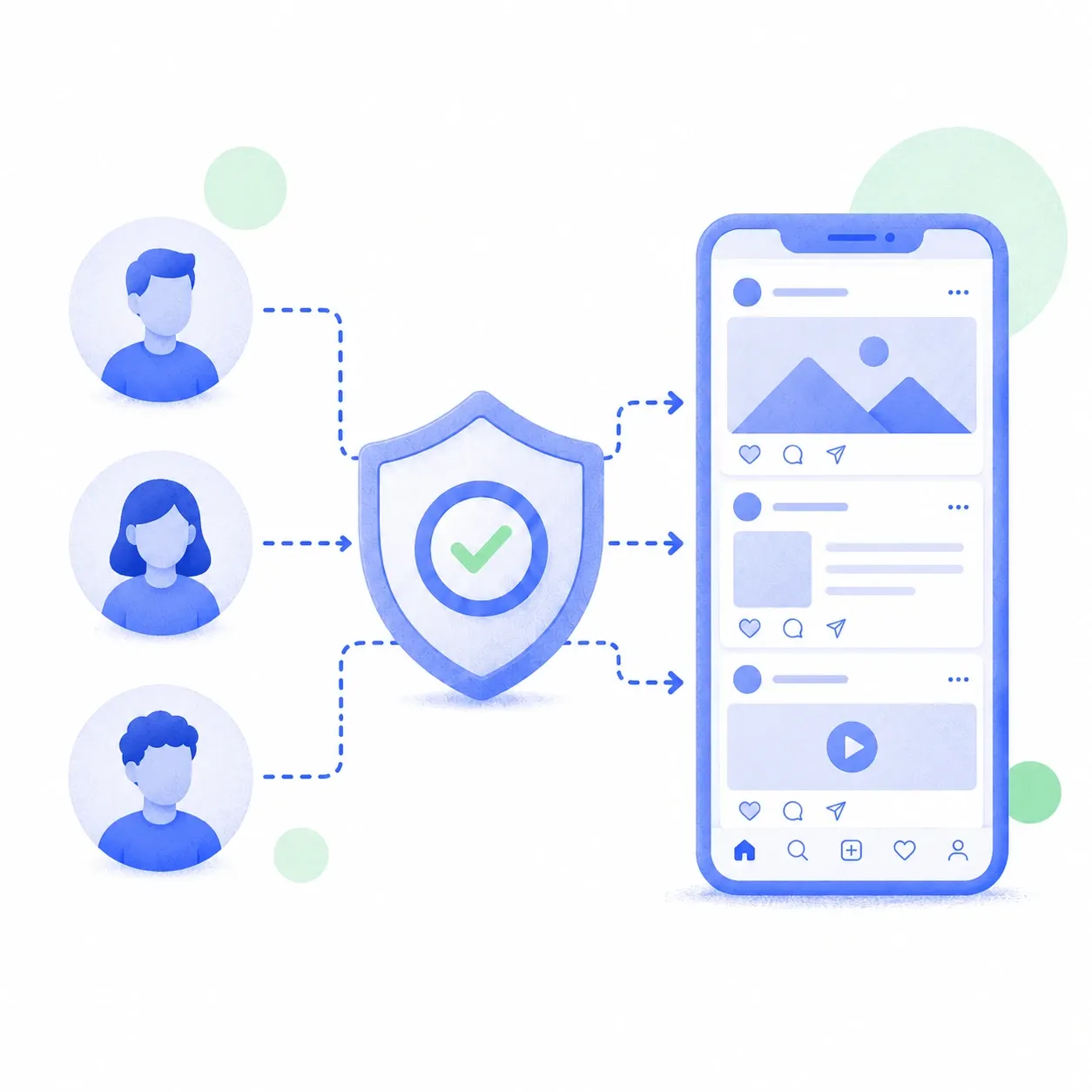 An illustration of a residential IP scraping social media data